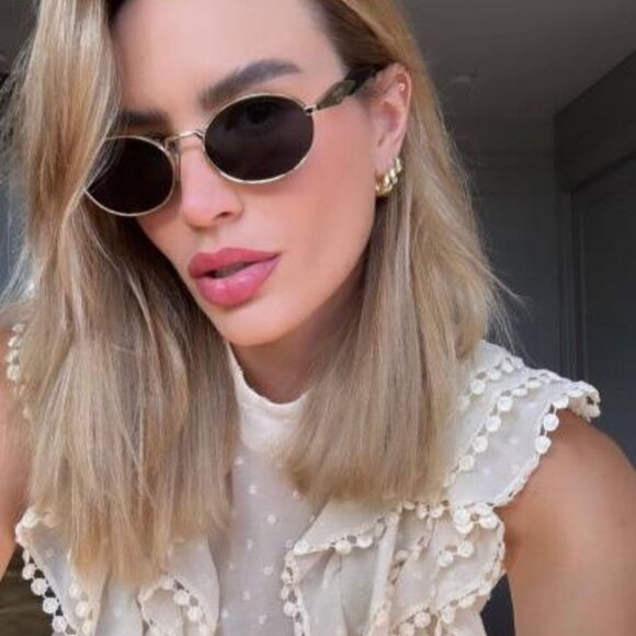 Prada PR65ZS ZVN09T Sunglasses Pale Gold Oval Frame - Picture 10 of 13